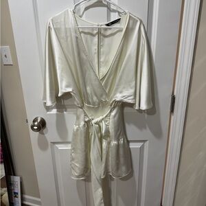 Zara Cream Wrap Belted Romper